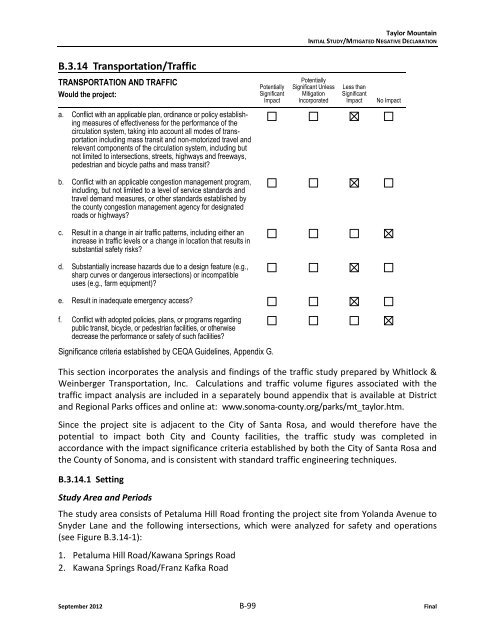 Initial Study MND - Sonoma County Agricultural Preservation and ...