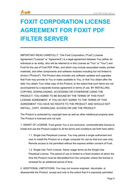 Foxit PDF IFilter 3.0 for Server User Manual