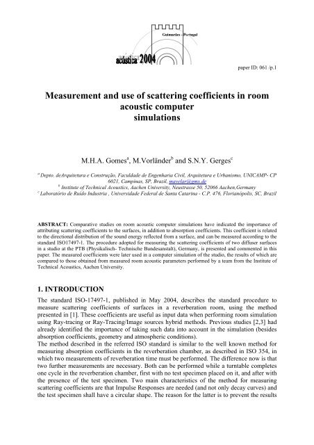 Measurement and use of scattering coefficients in room acoustic ...