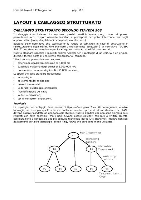 layout e cablaggio strutturato - ITIS Tullio Buzzi