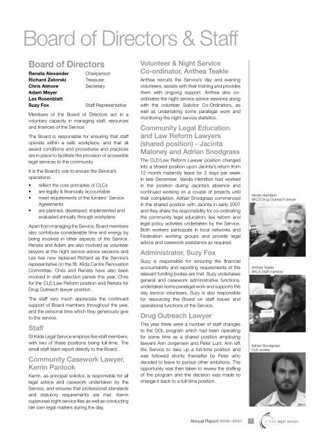 St Kilda Legal Service Annual Report 2006-2007 - Community Law