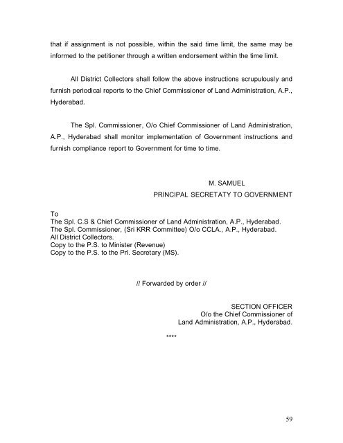 ASSIGNMENT OF GOVERNM ENT LANDS Land Cell - Andhra ...