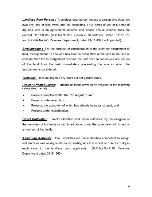 ASSIGNMENT OF GOVERNM ENT LANDS Land Cell - Andhra ...