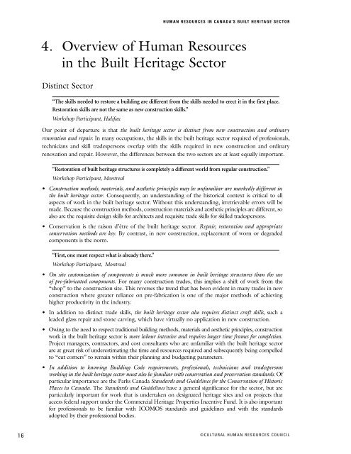 Human Resources in Canada's Built Heritage Sector: Mapping the ...