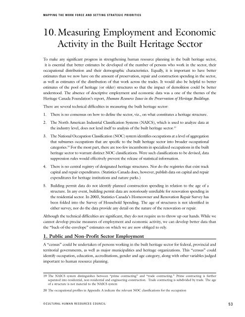 Human Resources in Canada's Built Heritage Sector: Mapping the ...