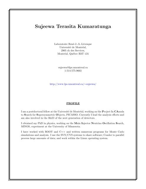 Sujeewa Terasita Kumaratunga - Université de Montréal