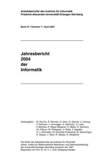 Jahresbericht 2004 der Informatik - Dept. of Computer Science ...