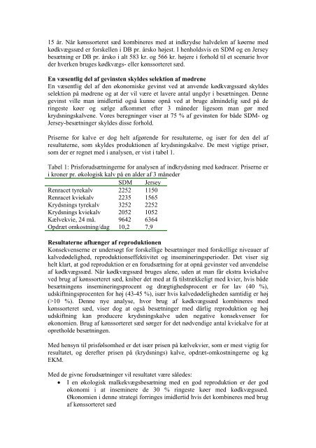Produktion af krydsningskalve i ÃƒÂ¸kologiske ... - LandbrugsInfo