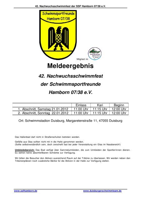 2012 SSF Meldeergebnis - SSF Hamborn 07/38 eV