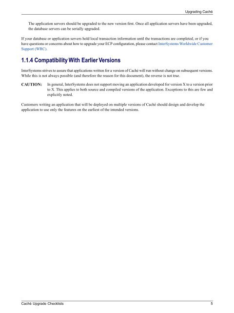 Caché Upgrade Checklists - InterSystems Documentation