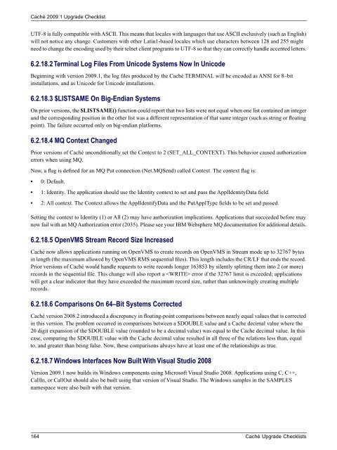 Caché Upgrade Checklists - InterSystems Documentation