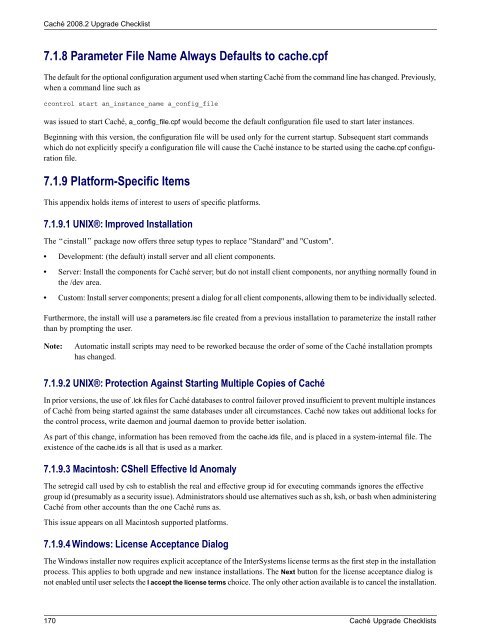 Caché Upgrade Checklists - InterSystems Documentation