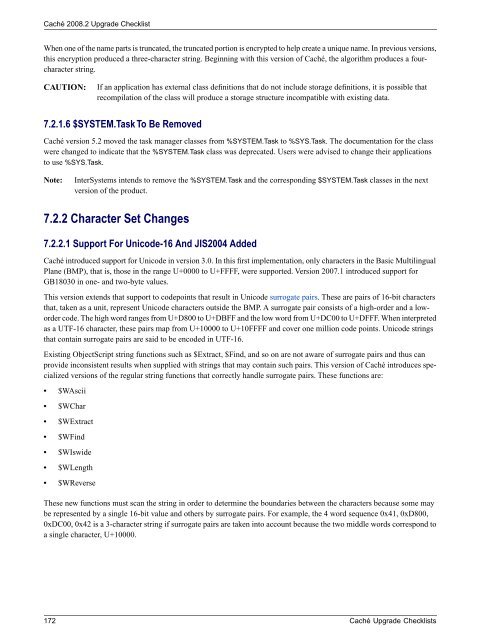 Caché Upgrade Checklists - InterSystems Documentation