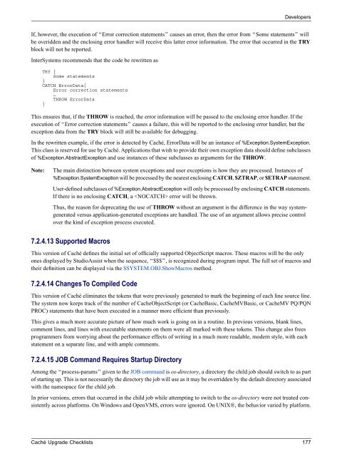 Caché Upgrade Checklists - InterSystems Documentation