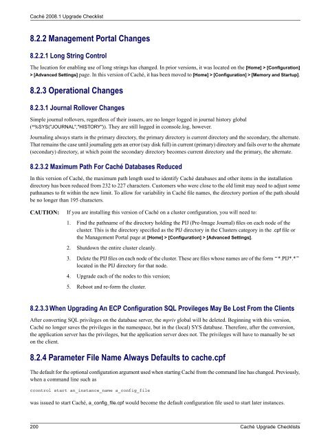 Caché Upgrade Checklists - InterSystems Documentation