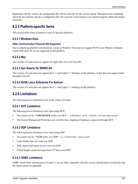 Caché Upgrade Checklists - InterSystems Documentation