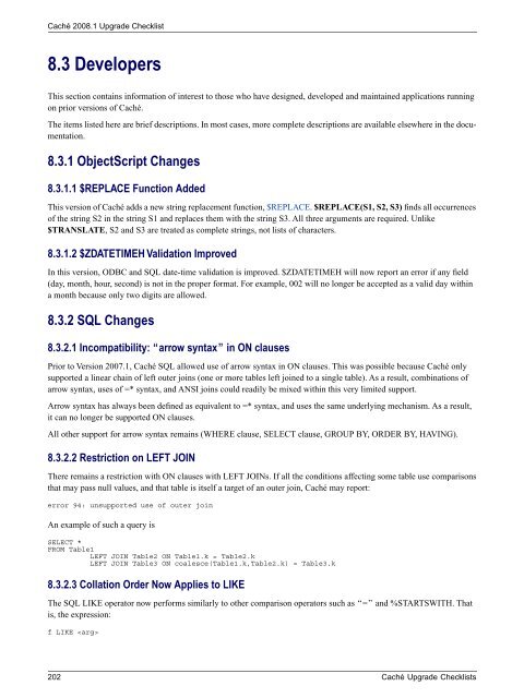 Caché Upgrade Checklists - InterSystems Documentation