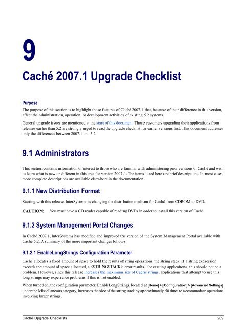 Caché Upgrade Checklists - InterSystems Documentation