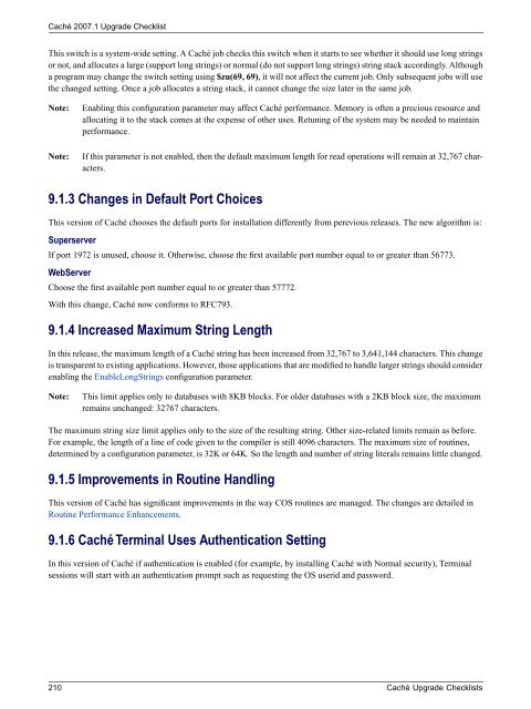 Caché Upgrade Checklists - InterSystems Documentation