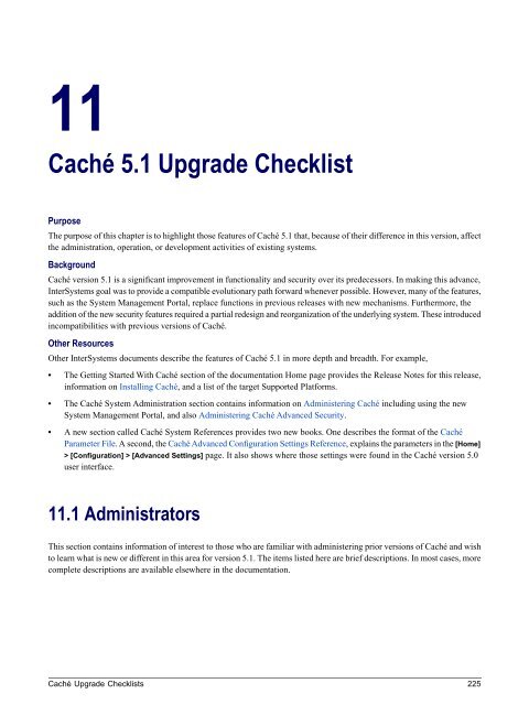 Caché Upgrade Checklists - InterSystems Documentation