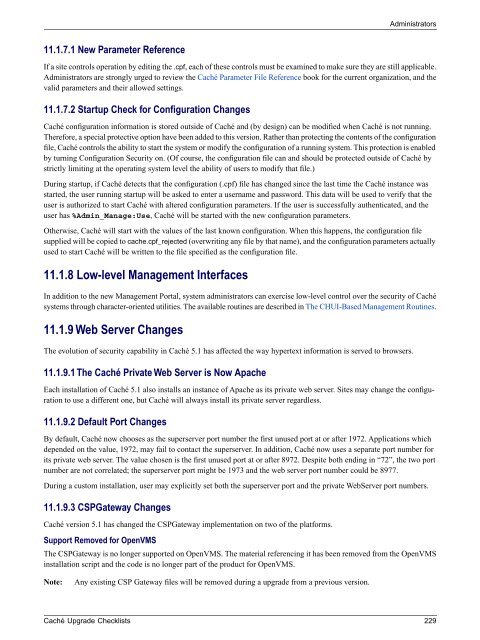 Caché Upgrade Checklists - InterSystems Documentation