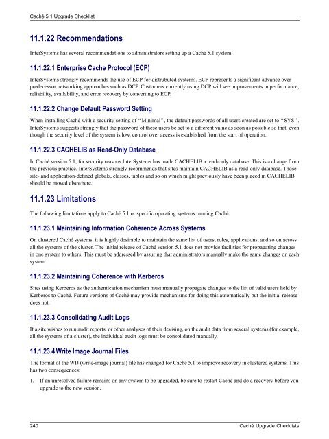 Caché Upgrade Checklists - InterSystems Documentation