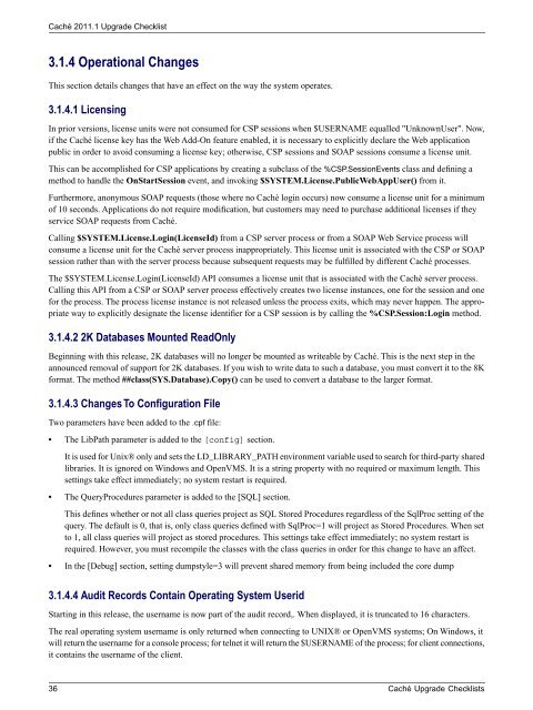 Caché Upgrade Checklists - InterSystems Documentation