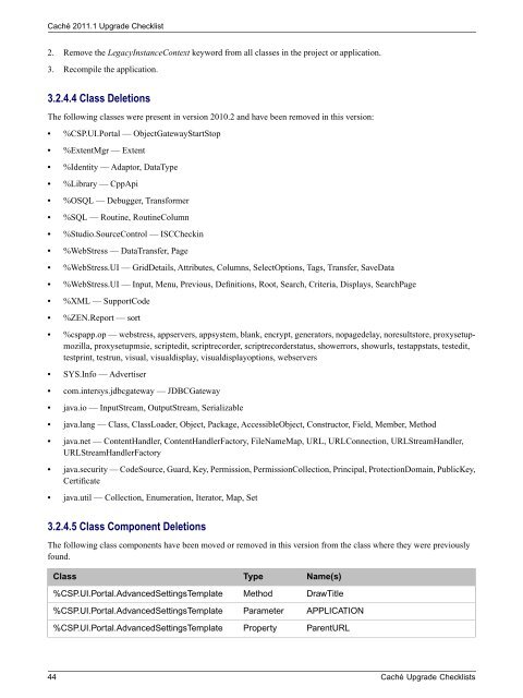 Caché Upgrade Checklists - InterSystems Documentation