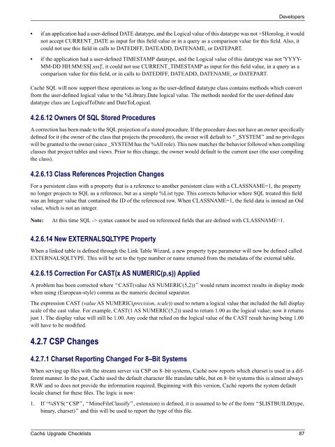 Caché Upgrade Checklists - InterSystems Documentation