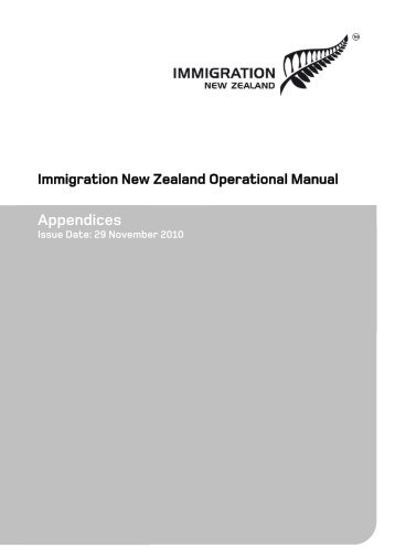 Immigration New Zealand Operational Manual - Appendices