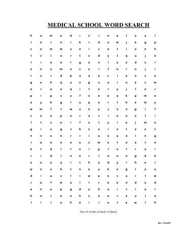 MEDICAL SCHOOL WORD SEARCH