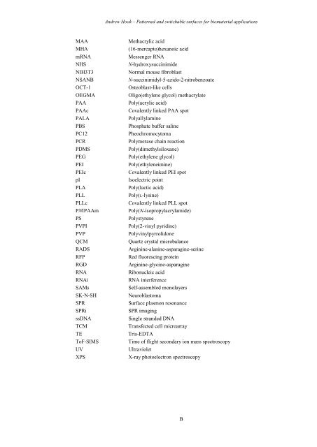 Patterned and switchable surfaces for biomaterial applications