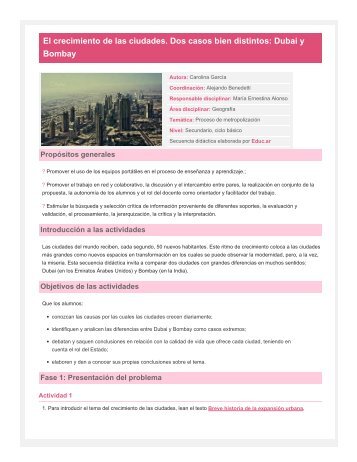 El crecimiento de las ciudades. Dos casos bien ... - TramixSakai ULP