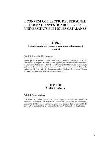 i conveni col·lectiu del personal docent i investigador de les ... - UdG