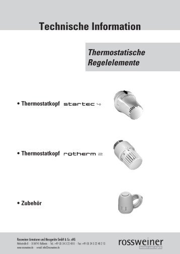 Thermostatische Regelelemente - Rossweiner