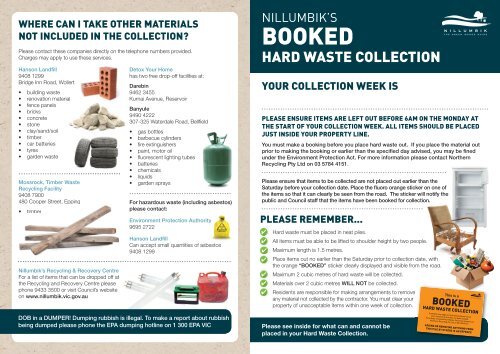 Hard waste collection brochure.indd - Nillumbik Shire Council
