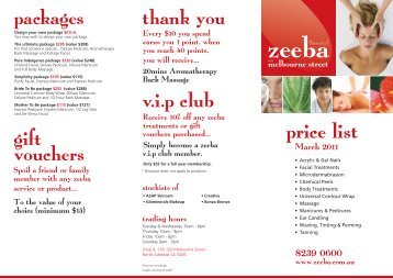 to download our current price list - Zeeba on Melbourne Street