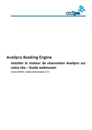 Availpro Booking Engine - Installer le moteur sur votre site - Tarascon