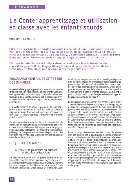 Le Conte : apprentissage et utilisation en classe avec les ... - ACFOS