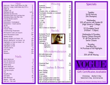 hair . skin . nails - Vogue College of Cosmetology