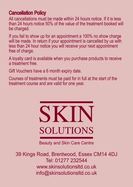 PRICE LIST - Skin Solutions