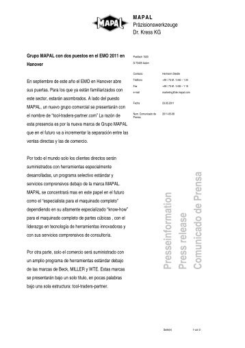 PDF, 52 kB - MAPAL Dr. Kress KG