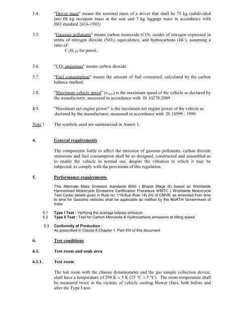 Amendment No. 1 to MoRTH/CMVR/TAP-115/116
