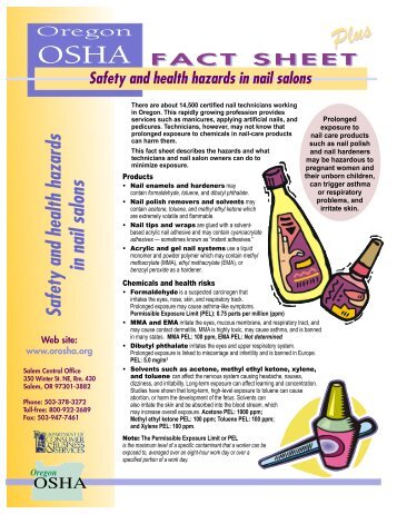 Safety and health hazards in nail salons - Oregon OSHA