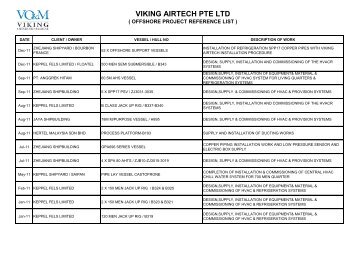 offshore project reference list - Viking Airtech