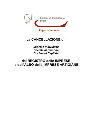 Istruzioni per la Cancellazione delle imprese dal Registro Imprese