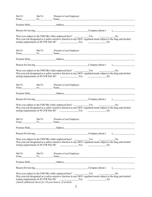 COMMERCIAL DRIVER APPLICATION