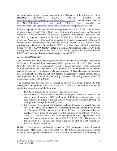 Ecological Evaluation Technical Guidance - State of New Jersey