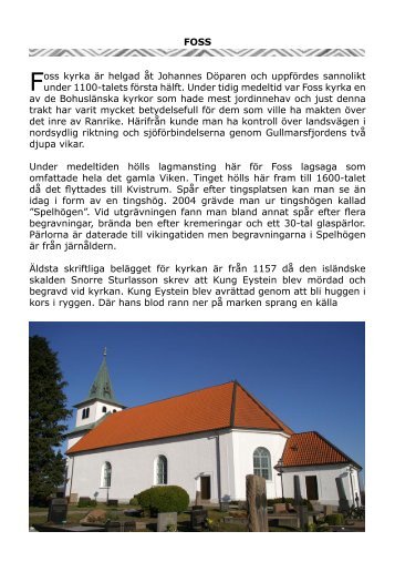 FOSS Foss kyrka Ã¤r helgad Ã¥t Johannes DÃ¶paren och uppfÃ¶rdes ...