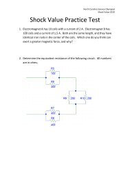 Shock Value Practice Test - North Carolina Science Olympiad
